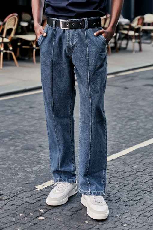 Gambluss Relaxed-Fit Pleated Pant - Gray-Navy - Gambluss Wardrobe