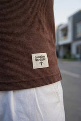 Gambluss Knitted Cotton Textured Brown Polo Shirt | Premium Men's Cotton Blend Polo