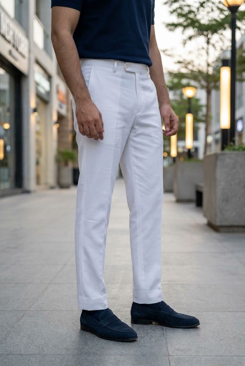 Gambluss White Tuxedo Dress Pants – Premium Formal Fit for Men